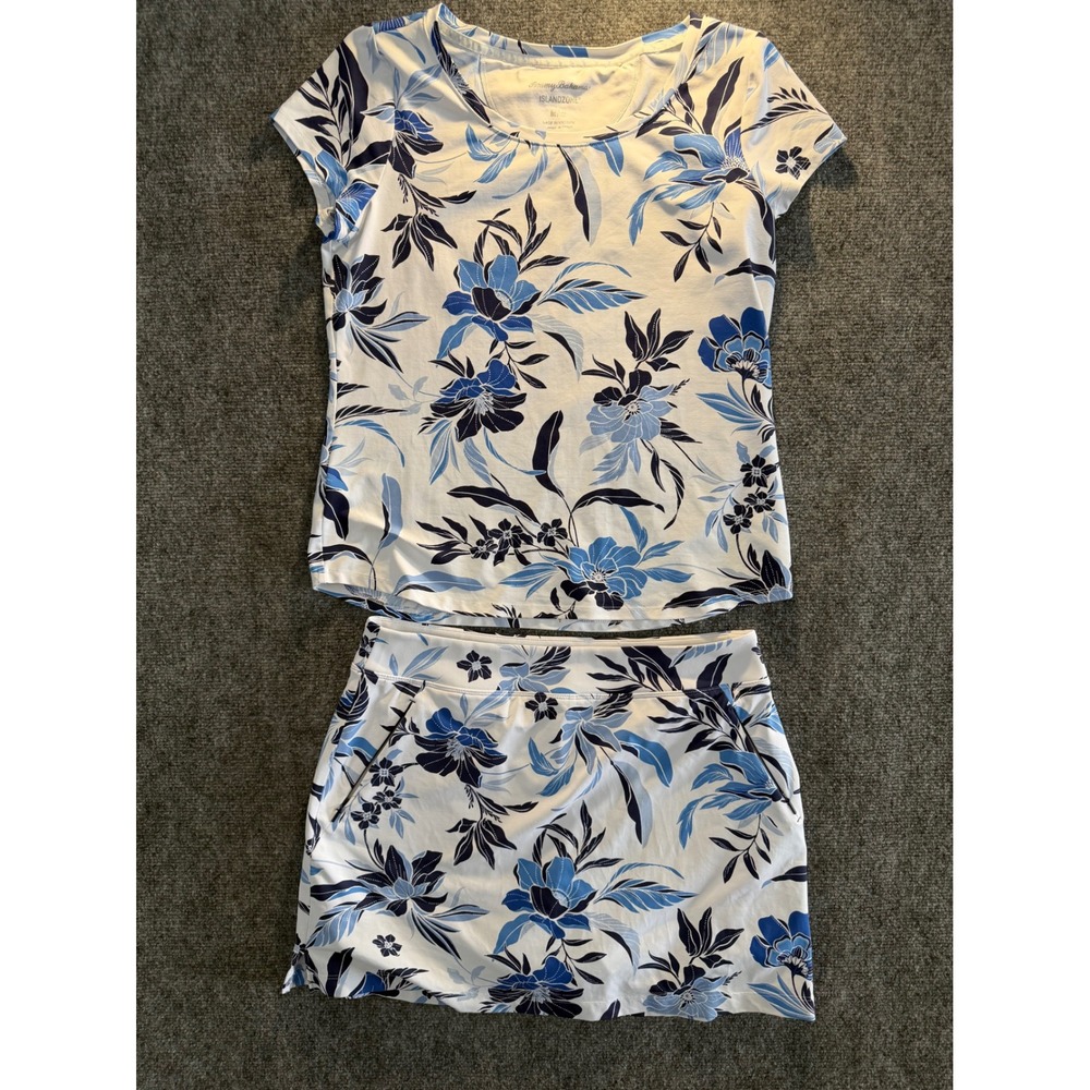 Tommy Bahama IslandZone Womens Blue White Floral Top and Skort Set Medium